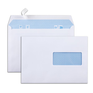 Boîte de 500 enveloppes blanches C5 162x229 80 g/m² fenêtre 45x100 bande de protection