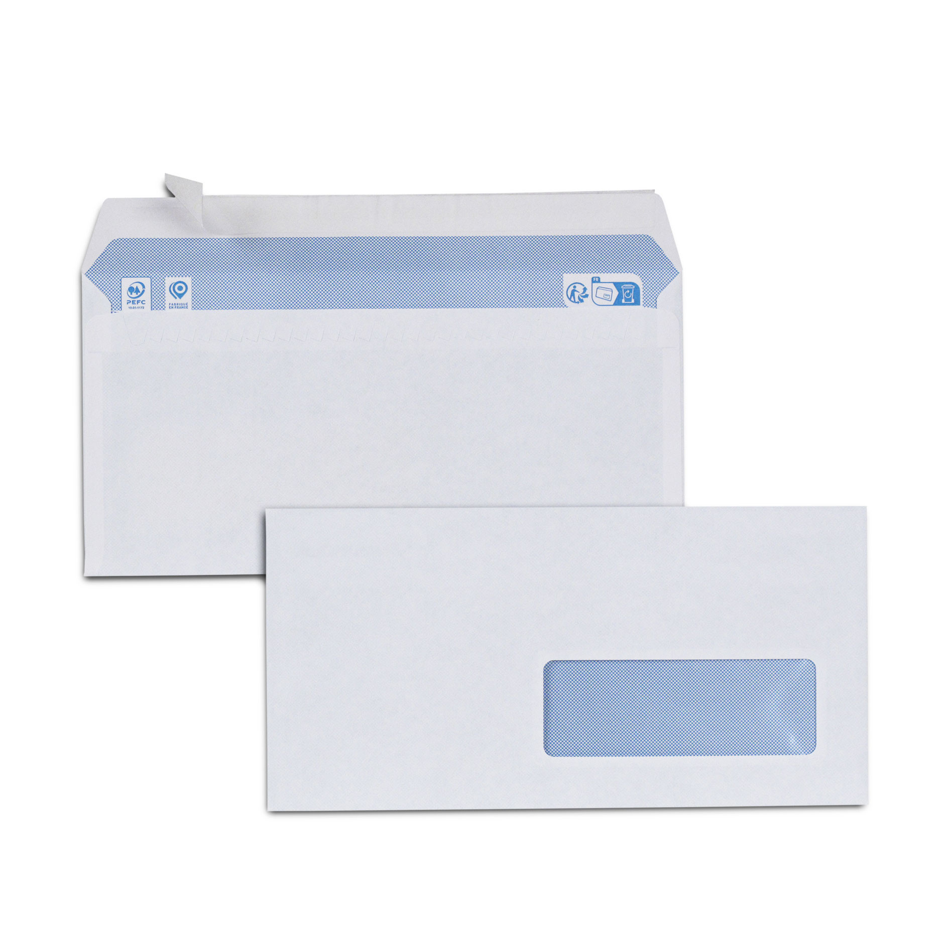 PERGAMY Boîte de 500 enveloppes Blanches sans fenêtre 80g DL 110x220 mm  auto-adhésives ≡ CALIPAGE